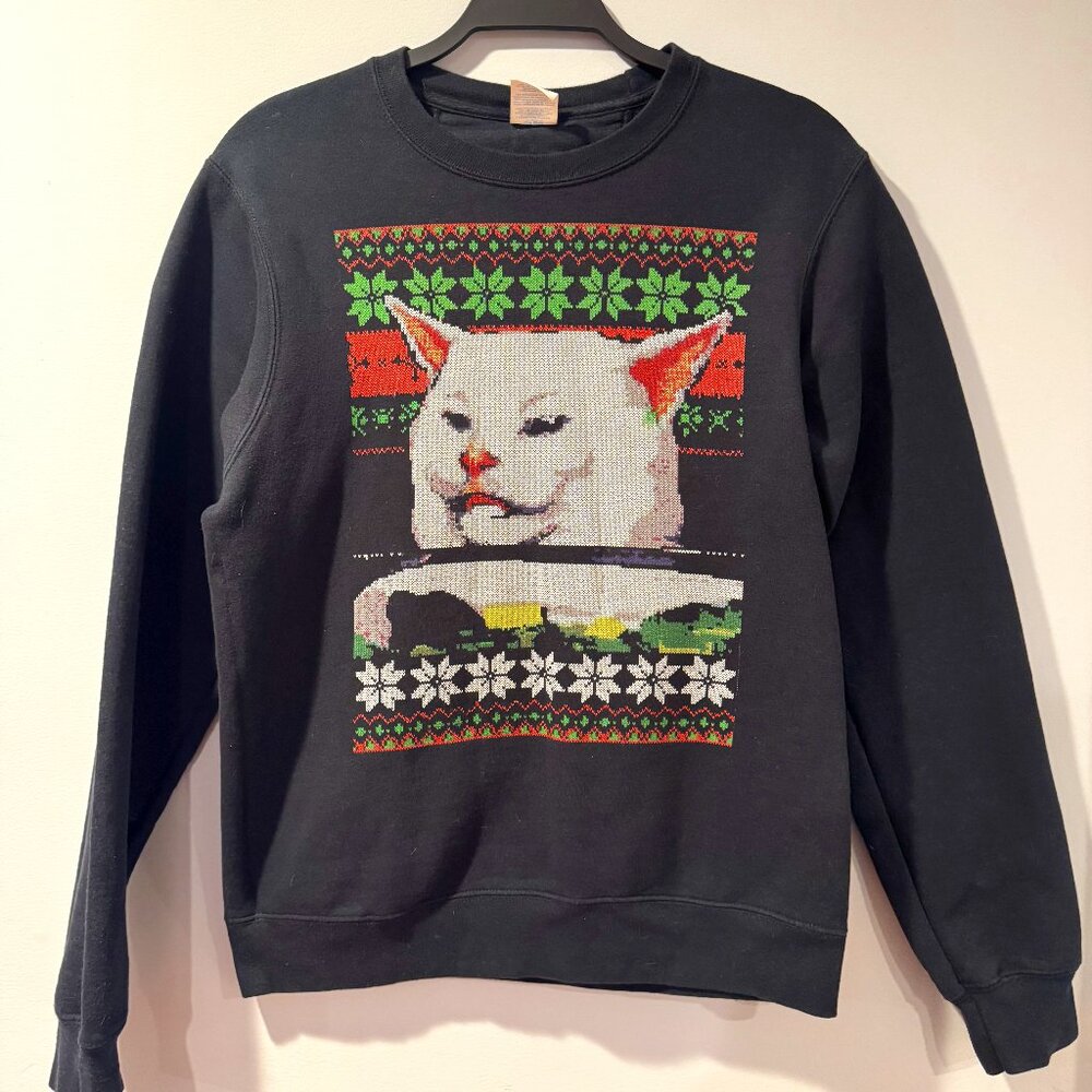 Smudge Lord Salad Cat Holiday Sweater - Men's Small